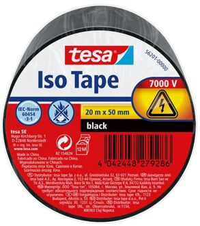 tesa 1x Tesa Universalband isolatie tape zwart 20 mtr x 5 cm - Tape (klussen)