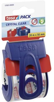 tesa 1x Tesa verpakkingstape handdispenser klein met 20 mtr tape - Tape (klussen) Blauw