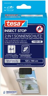 tesa 1x Tesa vliegenhor/insectenhor met zonwering zwart 1,2 x 1,4 meter - Raamhorren
