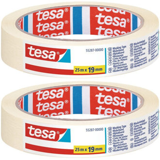 tesa 2x Afplaktape/schilderstape 19 mm x 25 m