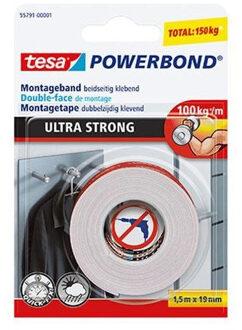 tesa 2x Montagetape 19 mm x 1,5 m - Tape (klussen) Crème