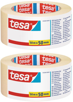 tesa 2x rollen schilderstape/maskeertape 50 mm x 50 m - Afplaktape