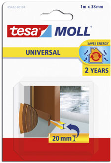 tesa 2x stuks Tesa zelfklevende tochtstrip/dorpelstrip bruin 1 mtr x 38 mm