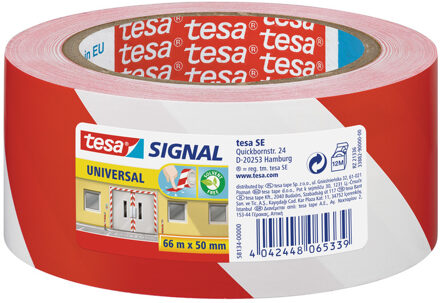 tesa 2x Tesa afzettape/markeertape rood/wit 5 cm x 66 mtr - Afzettape/markeertape - Gevarenzone tape - Liftschachten en brandblussers aanduiden met tape