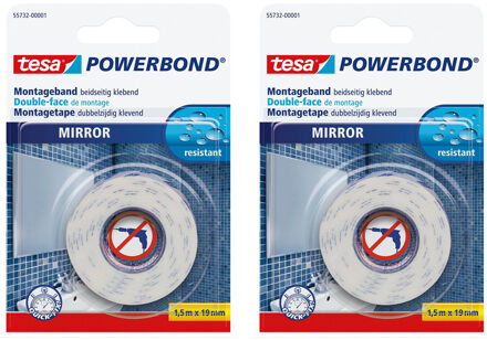 tesa 2x Tesa dubbelzijdig montage tape waterproof op rol 1,5 meter - Tape (klussen) Wit