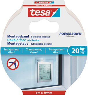 tesa 2x Tesa dubbelzijdig montagetape op rol transparant extra sterk 5 meter - Klusmateriaal - Huishoudartikelen - Tesa Powerbond - Montagetape - Extra sterk - Dubbelzijdig tape