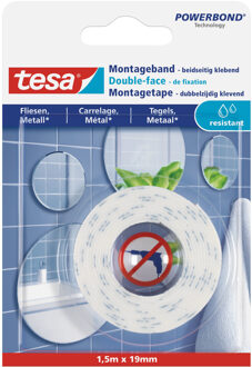 tesa 2x Tesa dubbelzijdig spiegel montagetape op rol voor tegels en metaal 1,5 meter - Klusmateriaal - Huishoudartikelen - Tesa Powerbond - Waterproof - Montagetape - Dubbelzijdig tape