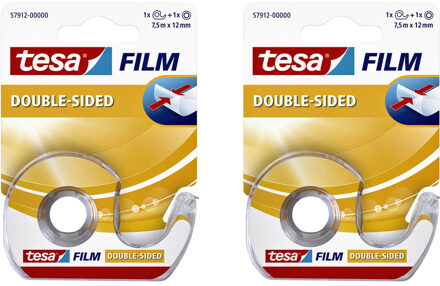 tesa 2x Tesa dubbelzijdig tape/plakband 7,5 meter met dispenser/houder