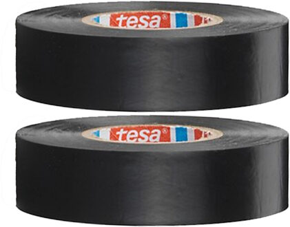 tesa 2x Tesa isolatietape rol zwart 10 mtr x 1,5 cm - Klusbenodigdheden - Isolatie tape - Universele tape - Elektriciteitskabels/draden bundelen