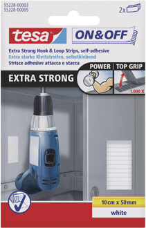 tesa 2x Tesa klittenbandsluiting extra sterk wit 10 x 5 cm klusbenodigdheden