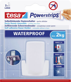 tesa 2x Tesa scheermes houders - Badkamer benodigdheden/accessoires - Verwijderbare haken - Opplak houder scheermes