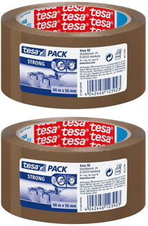 tesa 2x Tesa verpakkingstape sterk bruin 66 mtr x 50 mm verpakkingsbenodigdheden