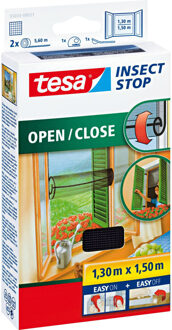 tesa 2x Tesa vliegenhor/raamhor zwart 1,3 x 1,5 meter open/dicht