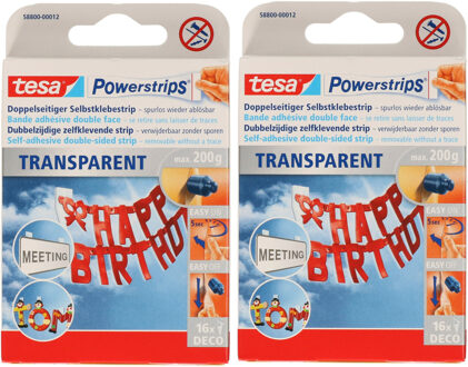tesa 32x Tesa Powerstrips Deco - Feestartikelen - Zelfklevend/dubbelzijdig - Powerstrips/plakstrips