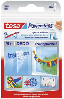 tesa 32x Tesa Powerstrips Deco - Feestbenodigdheden/artikelen - Huishouding - Tesa - Zelfklevend/dubbelzijdig - Powerstrips/plakstrips voor vlaggenlijnen, huldeborden en andere feestversiering