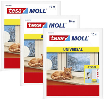 tesa 3x pakjes zelfklevende raam/deur tochtstrip wit 10 meter x 9 mm van Tesa