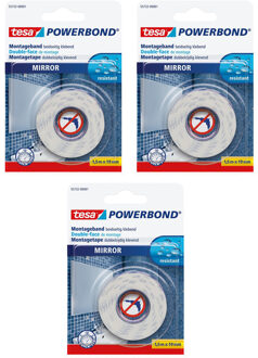 tesa 3x Tesa dubbelzijdig montagetape op rol voor spiegels 1,5 meter