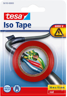 tesa 3x Tesa isolatie tape op rol rood 10 mtr x 1,5 cm - Tape (klussen)