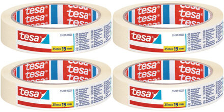 tesa 4x Afplaktape/schilderstape 19 mm x 25 m