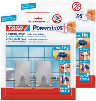 tesa 4x Tesa Powerstrips metaal haken small - Klusbenodigdheden - Huishouden - Verwijderbare haken - Opplak haken 2 stuks