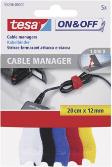 tesa 5x Tesa klittenband voor kabels Cable Manager gekleurd 20 cm