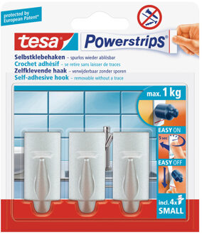 tesa 6x Tesa Powerstrips haken trend chroom small - Klusbenodigdheden - Huishouden - Verwijderbare haken - Opplak haken 6 stuks