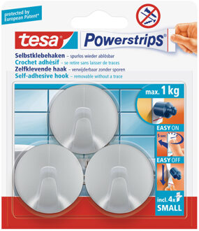 tesa 6x Tesa Powerstrips ronde haken chroom small - Klusbenodigdheden - Huishouden - Verwijderbare haken - Opplak haken 6 stuks