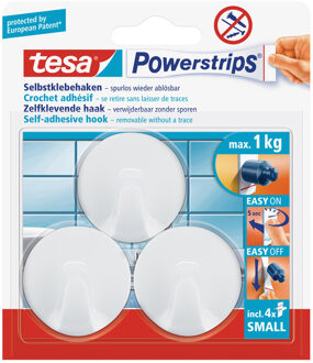 tesa 6x Tesa Powerstrips ronde haken small - Klusbenodigdheden - Huishouden - Verwijderbare haken - Opplak haken 6 stuks