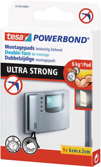 tesa 9x Tesa dubbelzijdig montage tape plakkers wit extra sterk 2 x 6 cm - Tape (klussen)