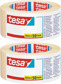 tesa Afplaktape - 1x rol - schilderstape - 50 mm x 50 m - maskeertape Creme