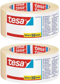 tesa Afplaktape - 2x rol - schilderstape - 50 mm x 50 m - maskeertape