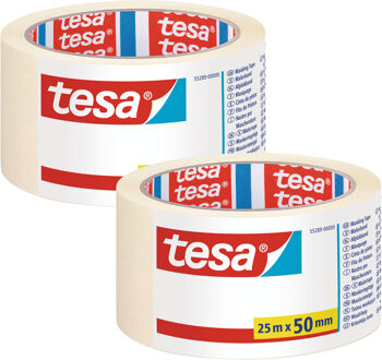 tesa Afplaktape/schilderstape - 2x - 50 mm x 25 m - maskeertape - schilderen tools