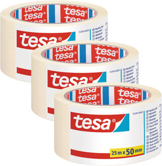 tesa Afplaktape/schilderstape - 3x - 50 mm x 25 m - maskeertape - schilderen tools