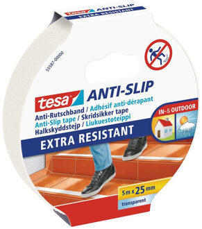 tesa anti slip plakband tape - extra transparant - 25 mm x 5 m - Klustape