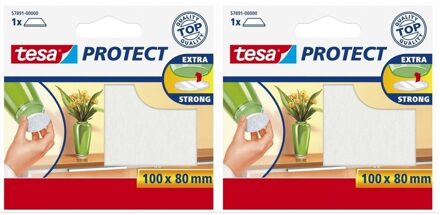 Tesa antikras meubelvilt - 2x - wit - zelfklevend - 8 x 10 cm