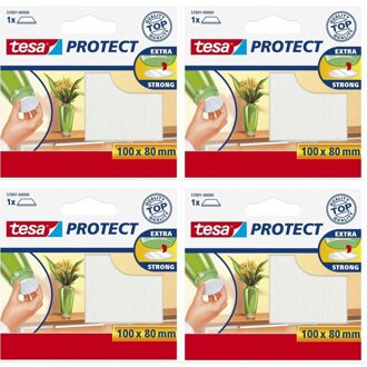 Tesa antikras meubelvilt - 4x - wit - zelfklevend - 8 x 10 cm