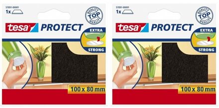 Tesa antikras meubelvilt bruin zelfklevend - 2x - 8 x 10 cm - Viltglijders - Meubelbeschermers