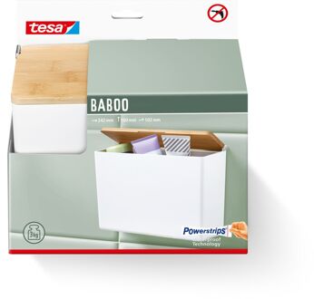 tesa Badkameropberger Baboo - Opbergbox - Met Deksel - Wit - 24,6x21,6x10,6cm