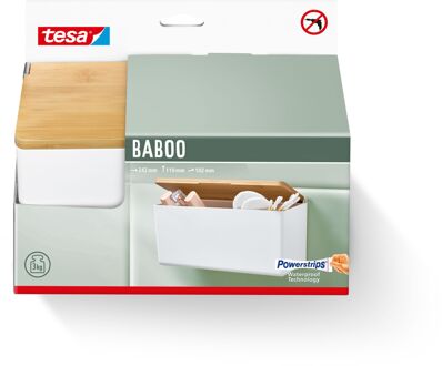 tesa Badkameropberger Powerstrips - Opbergbox - Met Deksel - Wit - 24,6x16,5x10,6cm