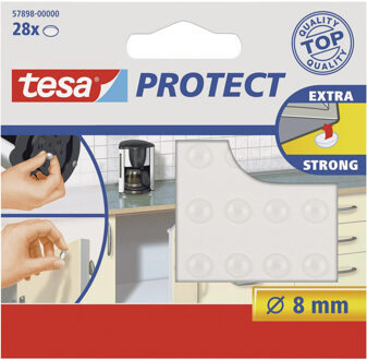 tesa Geluidsdempers - 28x - antislip nopjes - rond - transparant - 8 mm