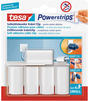 tesa Kabelclips met powerstrips - 10x st - wit - zelfklevende kabelklemmen