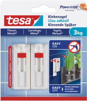 tesa klevende spijker - 8x - wit - verstelbaar - 3 kg - tegels/metaal