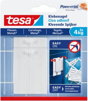 tesa klevende spijker voor metaal en tegels 2x 4kg 77766 Wit