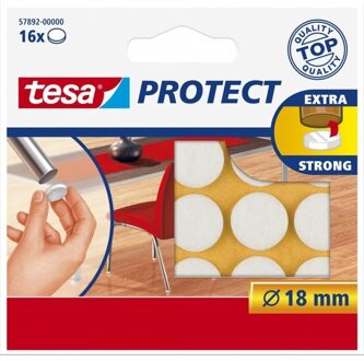 tesa Meubelviltjes - 16x - wit - rond - 1,8 cm - antikras vilt