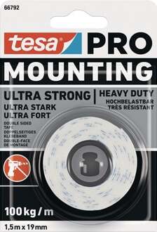 tesa Montageband | wit | lengte 1,5 m | breedte 19 mm | 12 stuks - 66792-00000-00 66792-00000-00