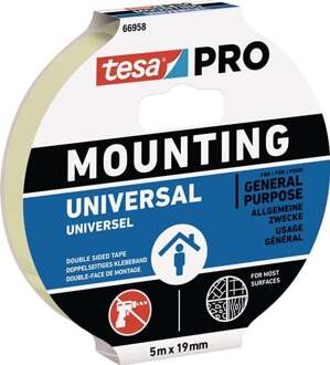 tesa Montageband | wit | lengte 5 m | breedte 19 mm | 8 stuks - 66958-00001-00 66958-00001-00