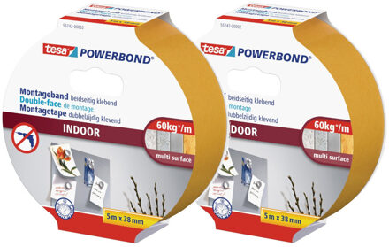 tesa Montagetape - 2x - dubbelzijdig - draagkracht 60 kg - 5 meter