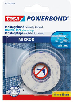 tesa Montagetape dubbelzijdig - 1x rol - voor spiegels - 1,5 meter Wit