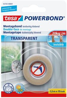 tesa Montagetape Dubbelzijdig - Transparant - 1,5 m x 19 mm