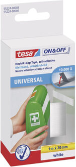 tesa On & Off 55224-03-00 Klittenband Om vast te plakken Haak- en lusdeel (l x b) 1000 mm x 20 mm Wit 1 stuk(s)